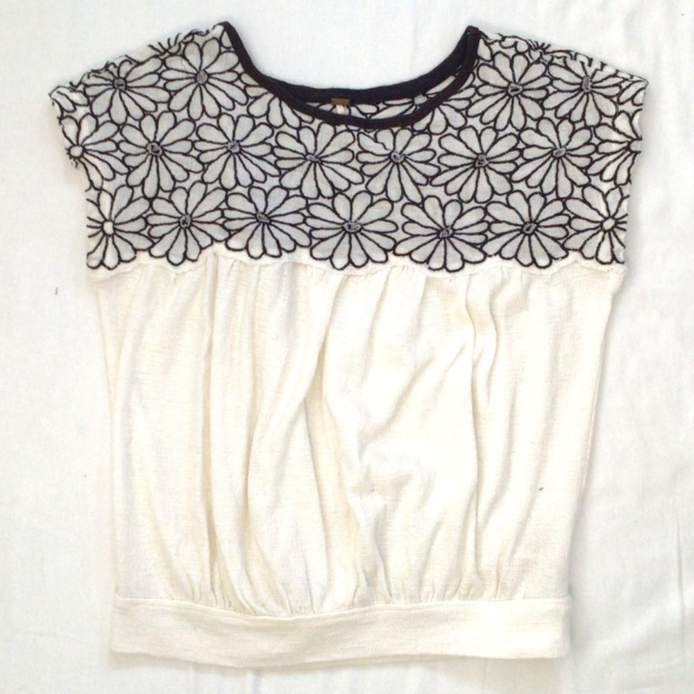 Free People Georgia Top in Black and White Sz S